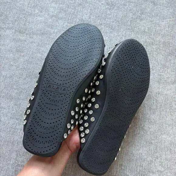 $1,120 Alaïa black lambskin crystal-embellished mules - Picture 2 of 4